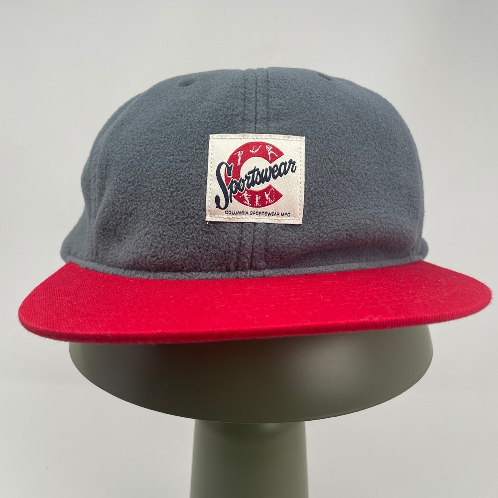 Columbia Bugaboo Fleece Hat Grey Red Retro Sportswear Strapback Cap One Size